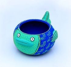 Washable Terracotta Modern Fish Diya Tealight T-Light Holder - Blue